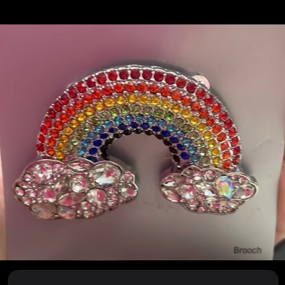 Colorful Rainbow Brooch with Crystals